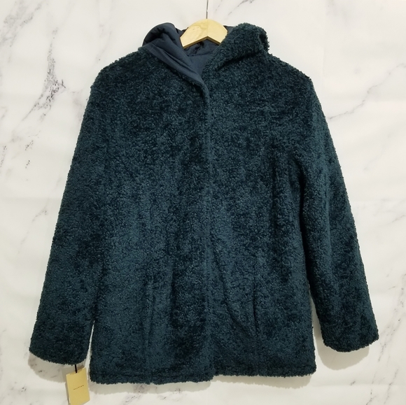 HALOGEN Reversible Sherpa Jacket, Emerald, Size Small - Picture 2 of 9